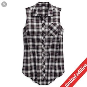 Harley Davidson Plaid Sleeveless Button up